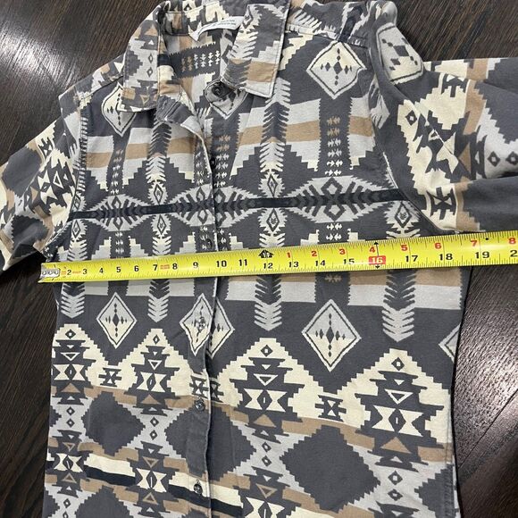 Woolrich Shirt Womens XS Beige Gray Flannel Southwestern Aztec Western Cotton - Picture 7 of 7